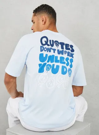 Oversized Back Emoji Slogan Print T-shirt