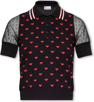 REDValentino Heart Jacquard Knitted Polo Shirt
