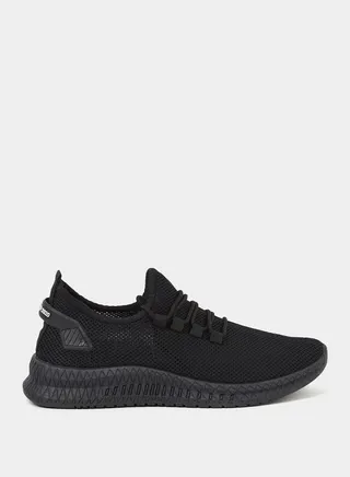 Knit Slip On Lace Up Sneakers with Back Strap