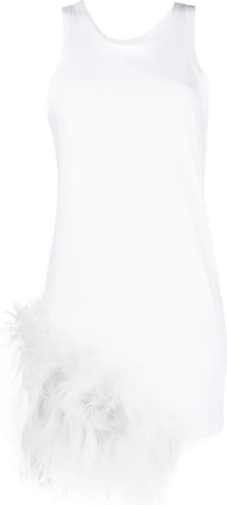 Feather-Trim Mini Dress
