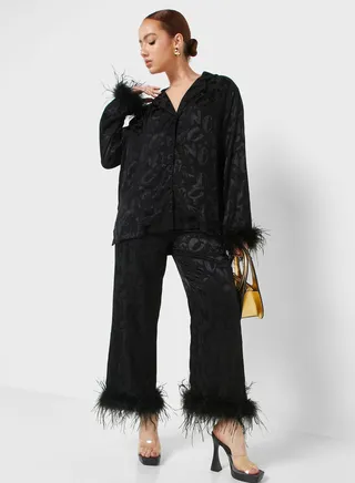 Flowy Feather Detail Pants