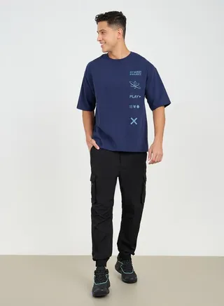 Oversized Slogan Print Athleisure Terry T-Shirt