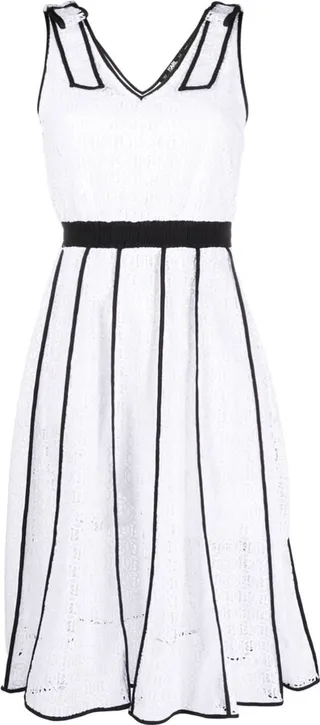 KL Monogram-embroidered lace midi dress