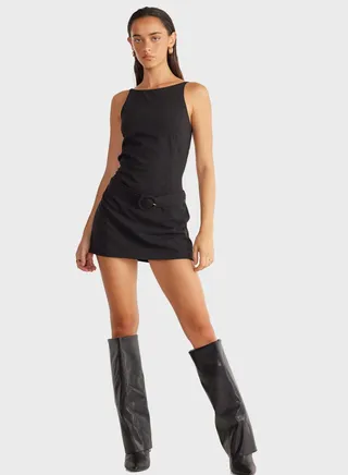 Boat Neck Mini Dress