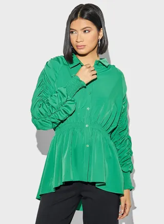 Button Detail Ruched Top