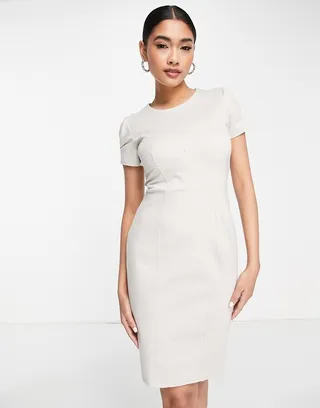 Closet London paneled cap sleeve mini dress in blush pink