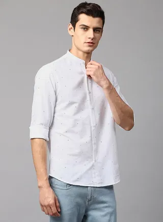 Ditsy Print Slim Fit Casual Shirt