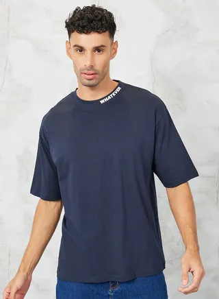 Slogan Print Cotton Oversized T-Shirt