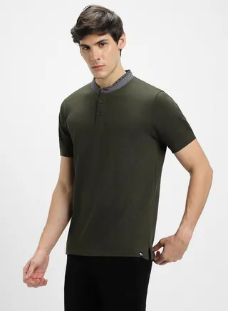 Solid Short Sleeve Polo with Buttons