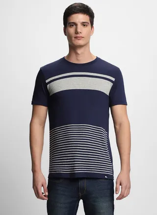 Striped Print Round Neck T-Shirt