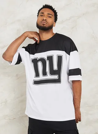 NY Print Colorblock Mesh Knit Oversized T-Shirt