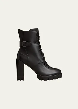 Macademia Calfskin Red Sole Biker Platform Booties