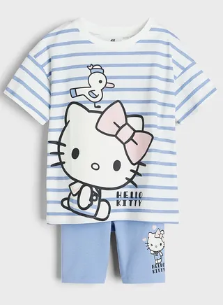 Kids Striped Graphic T-Shirt & Shorts Set