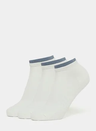 Pack of 3 - Contrast Ribbed Cuff Ankle Length Socks