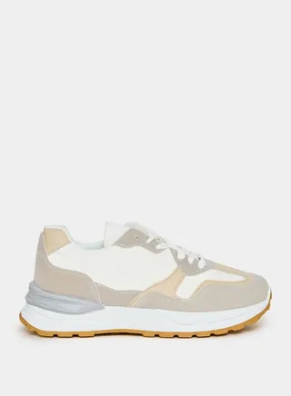 Suede Block Patchwork Thick Sole Sneakers