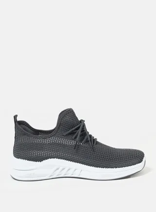 Side Texture Mesh Low Top Lace Up Sneakers