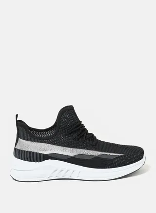 Side Texture Mesh Low Top Lace Up Sneakers