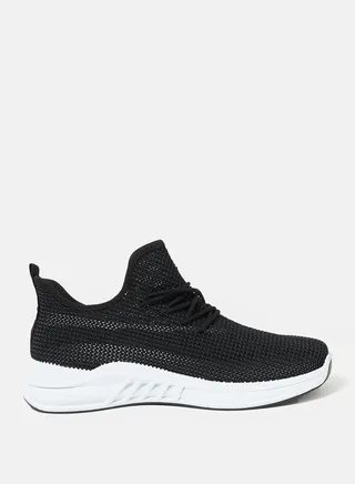 Side Texture Mesh Low Top Lace Up Sneakers