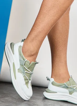 Abstract Detail Lace Up Chunky Sole Sneakers