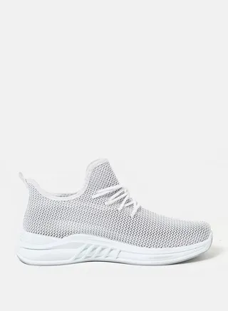 Side Texture Mesh Low Top Lace Up Sneakers