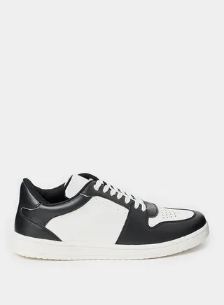 Colorblock Panel Detail Lace Up Low Top Sneakers