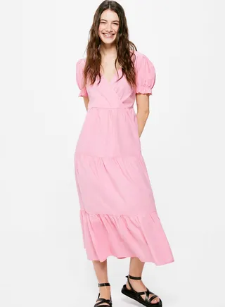 Surplice Neck Tiered Dress