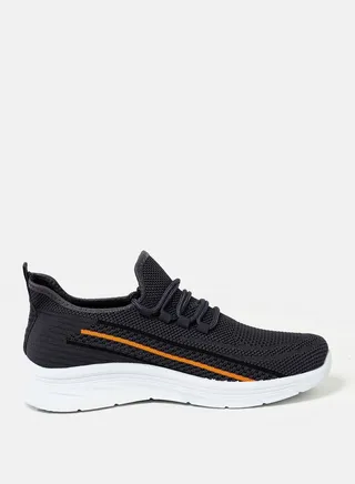 Contrast Striped Mesh Low Top Lace Up Sneakers