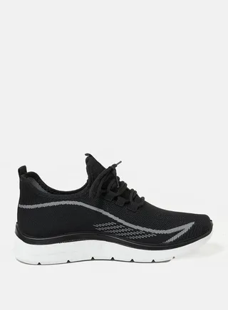 Contrast Texture Low Top Lace Up Sneakers