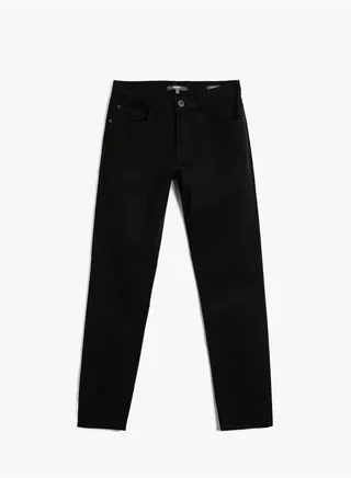 Basic Trousers Slim Fit Pocket Detailed Cotton