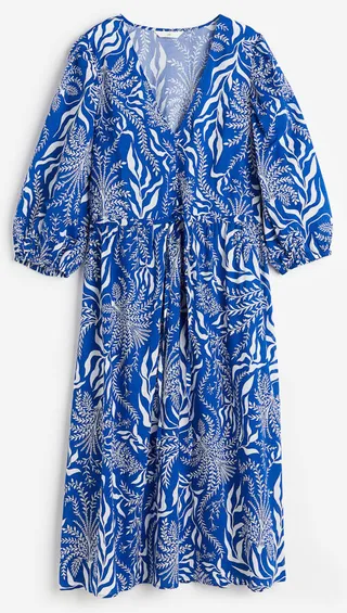 Balloon-sleeved Cotton Dress