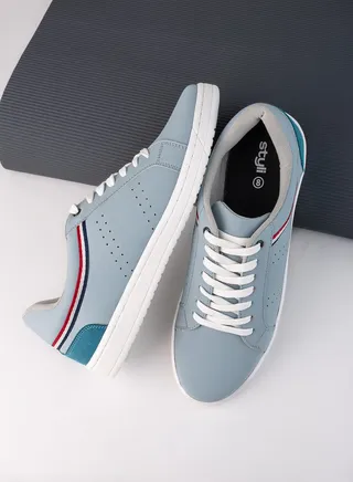 Stripe Collar Contrast Lace Up Sneakers