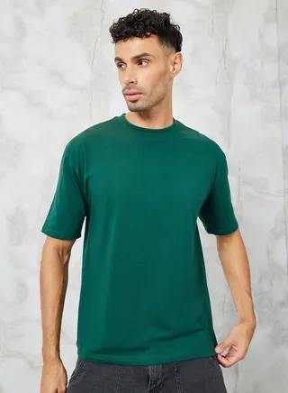 Solid Crew Neck Oversized T-Shirt