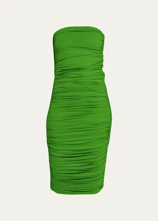 Ruched Strapless Midi Dress