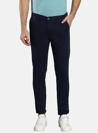 Solid Mid Rise Cotton Chino Trouser