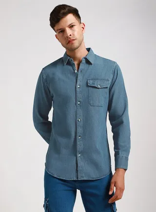 Slim Fit Casual Shirt with Flap Pocket