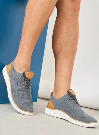 Contrast Heel Counter Casual Oxford Lace Up Sneakers