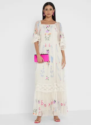 Floral Embroidered Maxi Dress