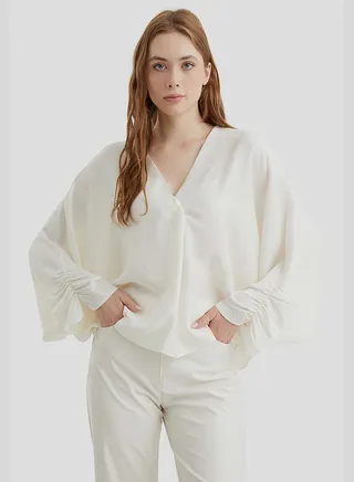 V-Neck Ruched Detail Top