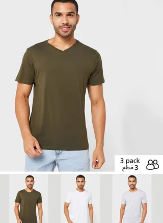 3 Pack Assorted Crew Neck T-Shirt