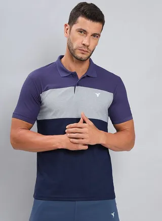 2-Way Stretch Contrast Panel Slim Fit Active Polo
