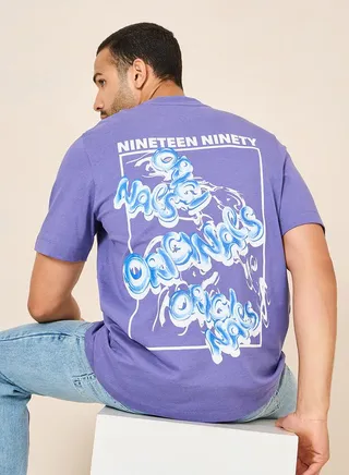 Back Original Graphic Print Crew Neck  T-shirt