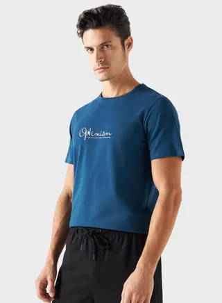 Slogan Print Crew Neck T-Shirt