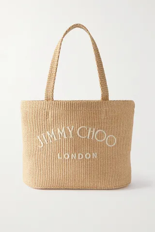 Jimmy Choo - Beach Embroidered Raffia Tote - Neutrals