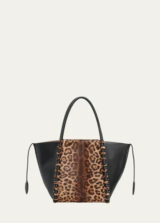 Le Hinge Medium Leopard-Print Tote Bag