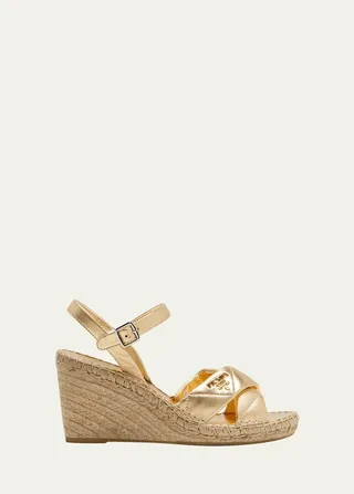 Nappa Leather Espadrille Wedge Sandals