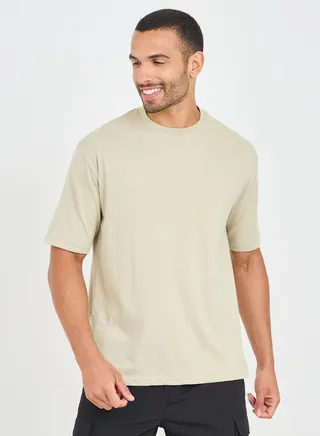 Cotton Rich Oversized T-Shirt with Crew Neck