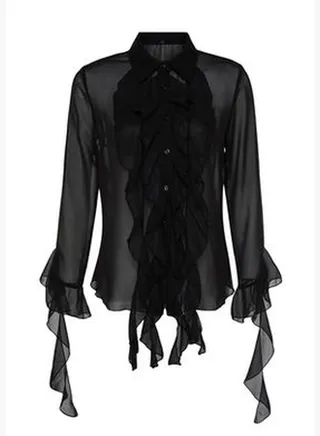 Black Flounce Chiffon Shirt