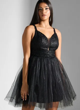 Embroidered Detail Skater Dress