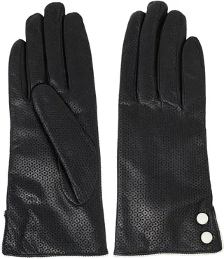 Cashmere Lined Perforated Lambskin Leather Gloves