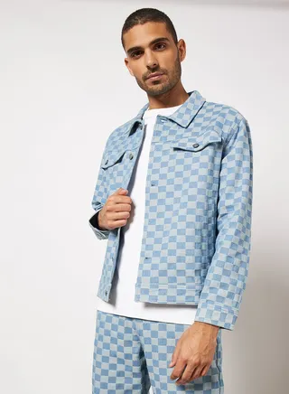 Checkerboard Denim Jacket